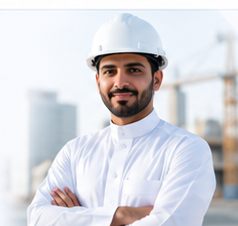 Saudi workforce professional in safety helmet