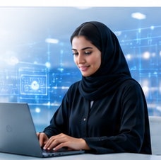 Technology specialist working on a laptop